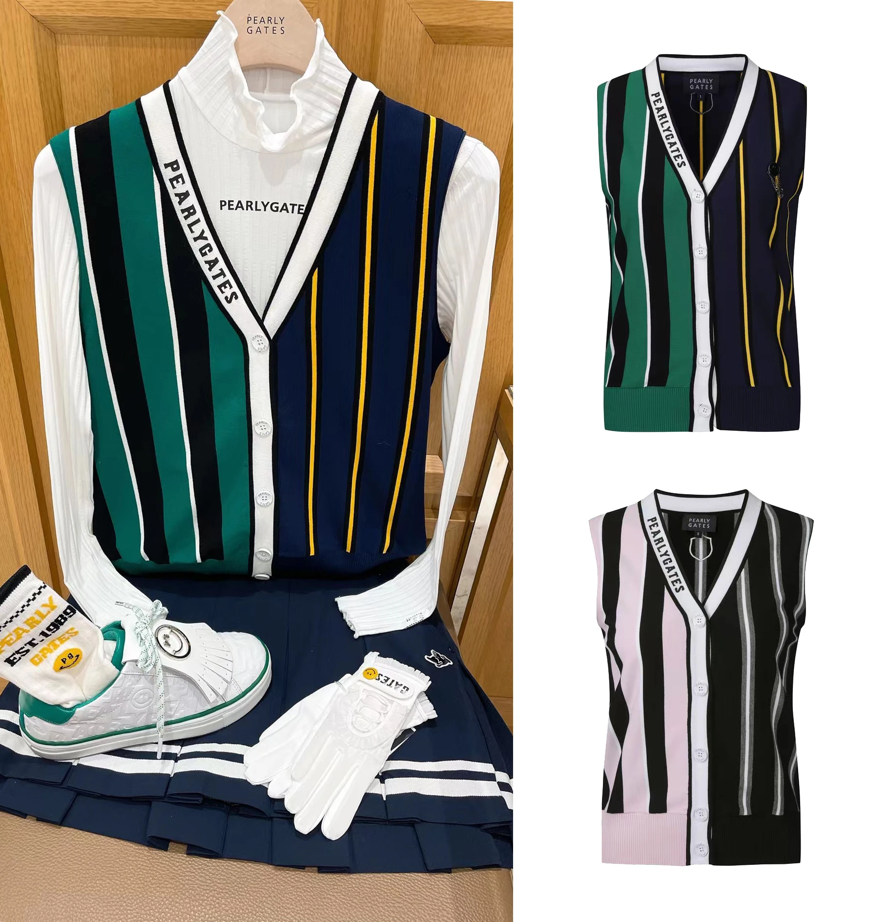 

Женская одежда для гольфа, жилет, Модный женский кардиган на пуговицах, Трикотажный жилет, красивая безрукавка, модель W422105