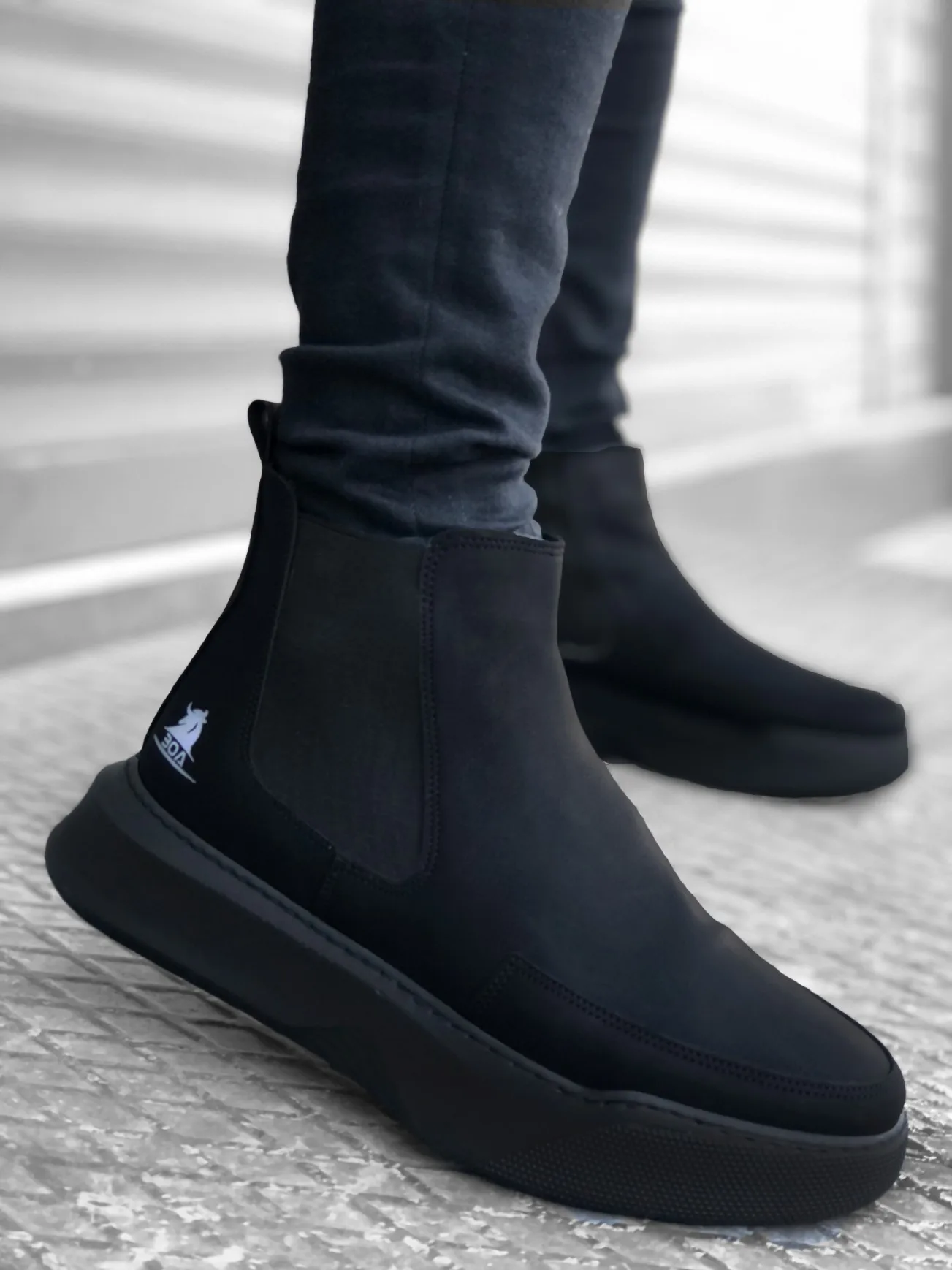 

BOA BA0150 Male Boots Sport Man Shoes Lace Up Banded High Outsole Young Fashion Daily Casual 2022 Winter Season Black