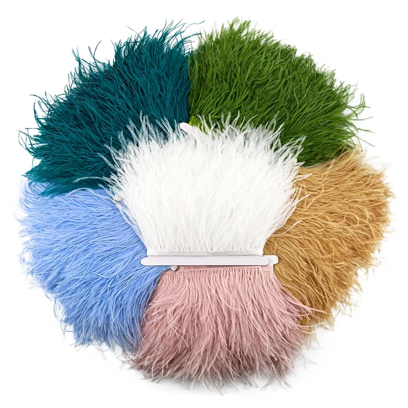 

10Meters 10-15cm Colorful Ostrich Feather Ribbon for Needlework and Handicrafts Natural Plume Fringe Trims DIY Skirt Accessories