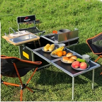 outdoor mobile kitchen portable multi function kitchen box camping picnic folding table dinner table car self driving trunk box