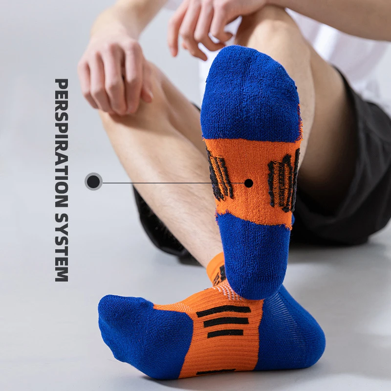 Socks Men's Sports Socks Professional Basketball Elite Socks Towel Bottom Non-slip Color Matching Terry Outdoor Running Socks