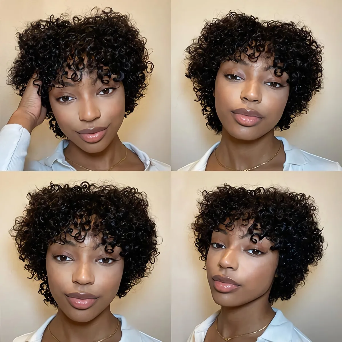 

Throw On & Go |Deep Curly Lightweight Bouncy Curl Wig With Bangs 100% Human Hair Beginner Friendly Cool Summer Brazilian No Gule