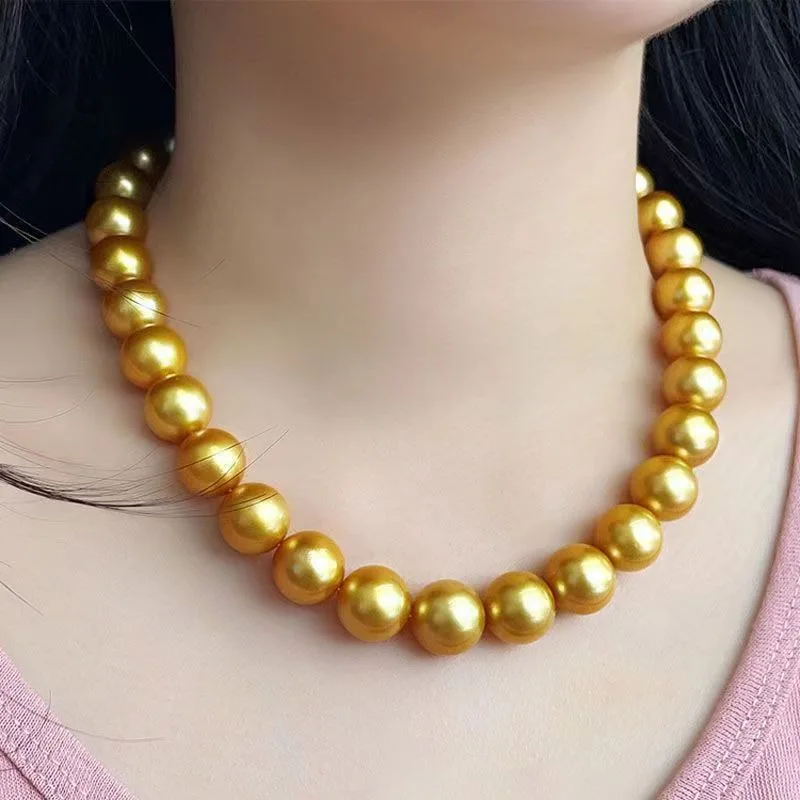 Подвеска из серебра 925 пробы с жемчугом 17 дюймов 12-14 мм