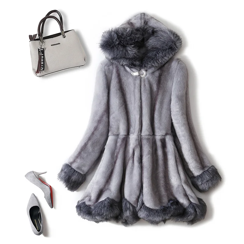 Faux Fur Coat Mid-Length Section Imitation Mink Velvet Fox Fur Women's Coat Autumn Winter New Warm Plush Women Fur Jacket