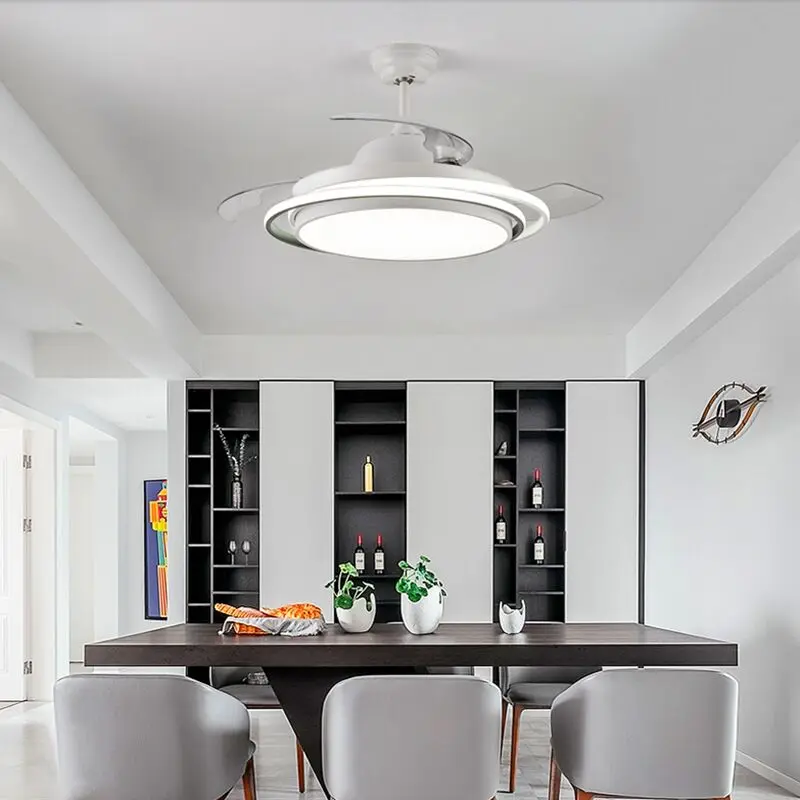 

Lamp Led Celing Fan Pendant Light Chandelier Art Invisible 36 42 Inch Frequency Conversion Living Room Bedroom Dining DC