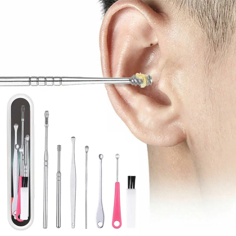 

5/6/7Pcs/set Ear Wax Pickers Stainless Steel Earpick Wax Remover Curette Ear Pick Cleaner Ear Cleaner Spoon Care Ear Clean Tool