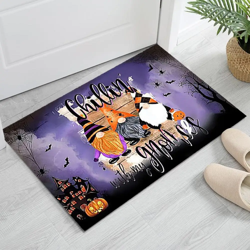 

Halloween Floor Mat Gnome Pumpkin Bat Boo Print Halloween Kitchen Rug Entryway Doormat Non-slip Home Decor for Front Door Mat
