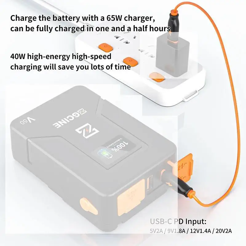 Фото Кабель ZGCINE USB-A для кабеля USB-C ZG-V99 V160 V50, оранжевый кабель мощностью 60 Вт. №2