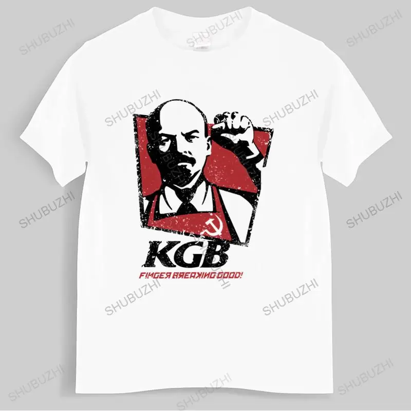 

Vintage KGB Vladimir Lenin T Shirt Men Pure Cotton Urban T-shirt USSR Russia Communism Marxism Socialism Tee drop shipping