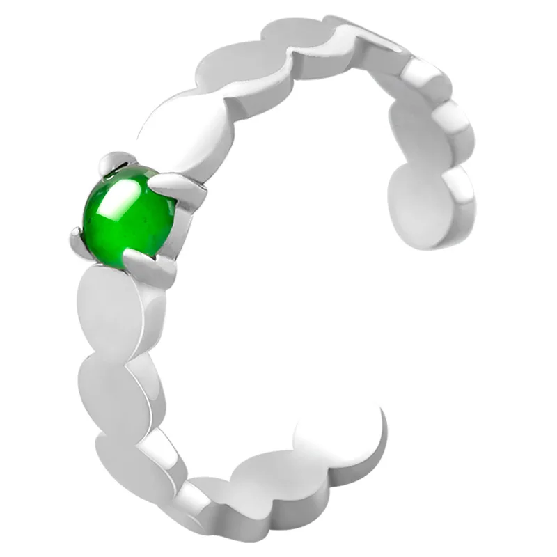 

Burmese Jade Rings Gemstone Green Charm Women Fashion 925 Silver Designer Jewelry Gift Real Natural Emerald Vintage Jadeite