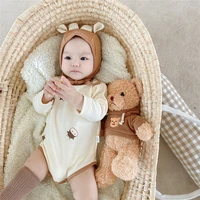 2022 summer new baby long sleeves romper set infant boy cartoon cows jumpsuit cap suit toddler girl cotton casual onesie suits