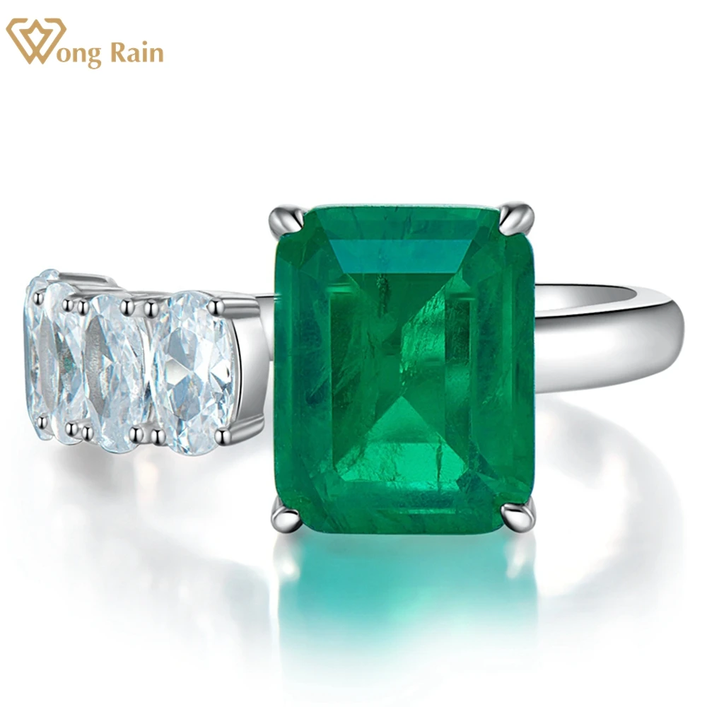 

Wong Rain Vintage 925 Sterling Silver Emerald Created Moissanite Gemstone Party Open Ring For Women Fine Jewelry Gifts Wholesale