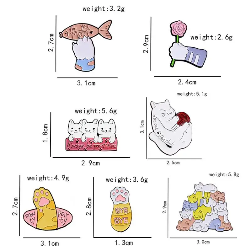 Эмалированная булавка красочные домашние животные кошачий коготь нога рыба роза