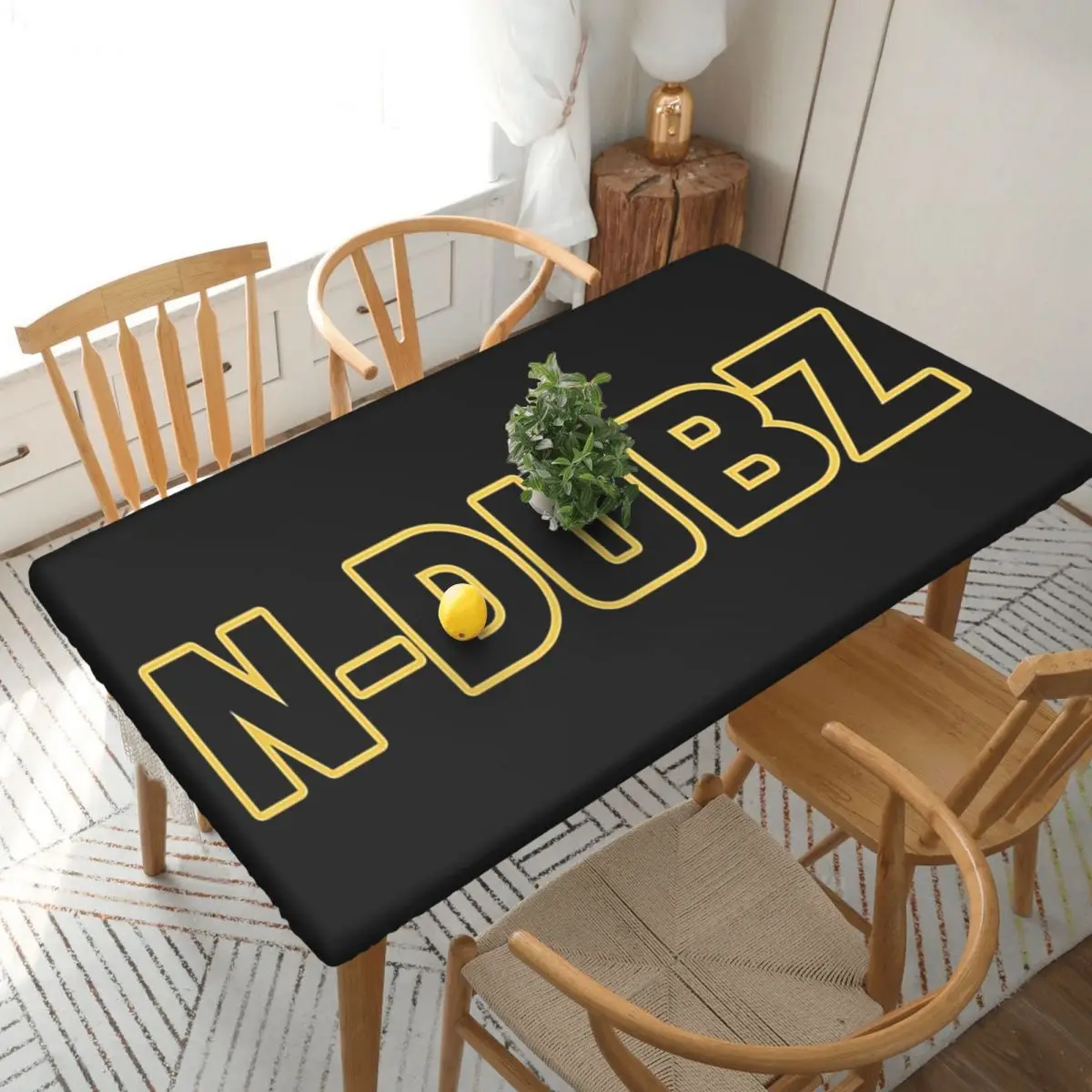 Фото Скатерть прямоугольная с логотипом N-Dubz, маслоотталкивающая, для праздничного декора, мерч N-Dubz №1
