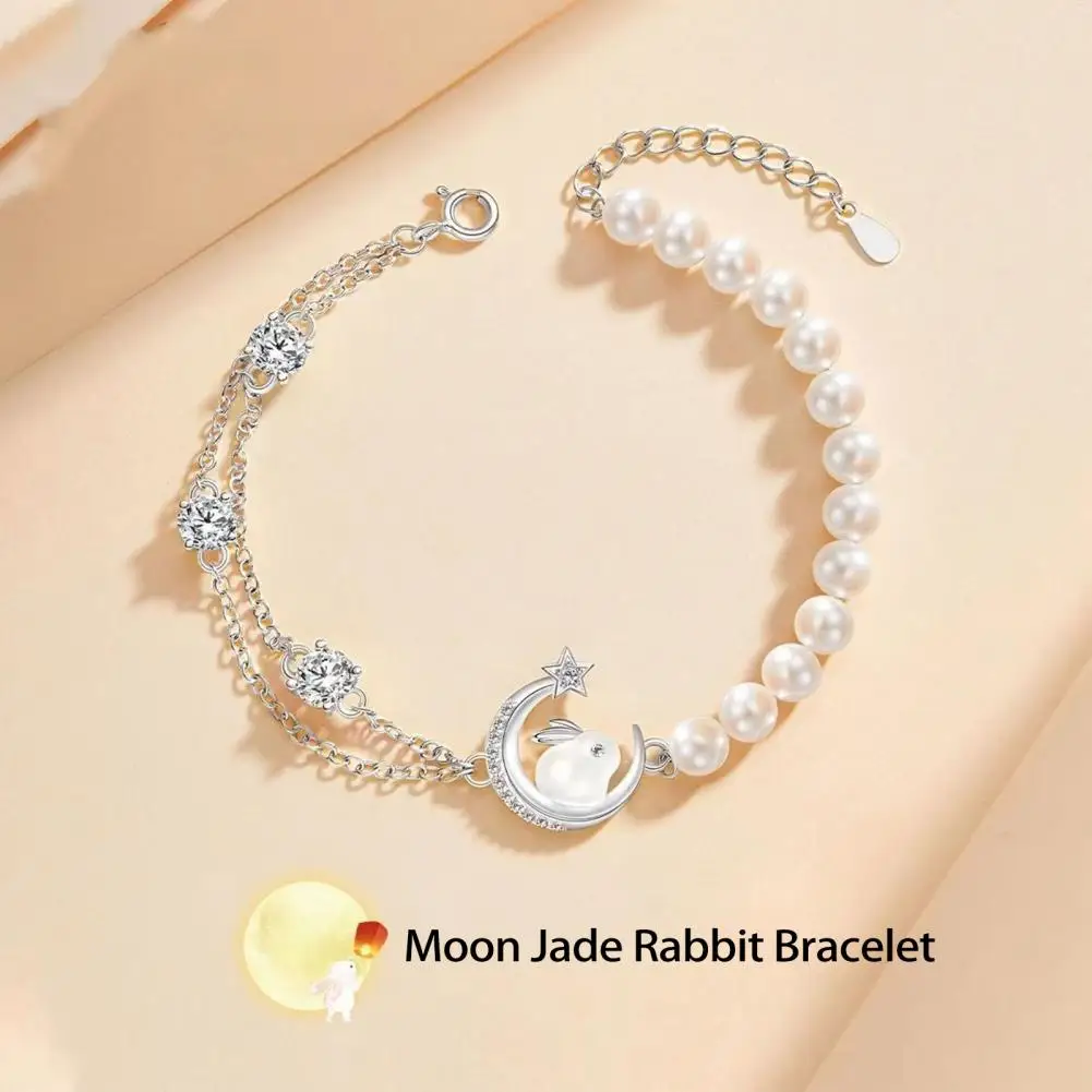 

Women Bracelet Zodiac Design Irregular Faux Pearl Decor Shiny Decorative 2023 Rabbit Year Rabbit Bracelet Jewelry Accessories