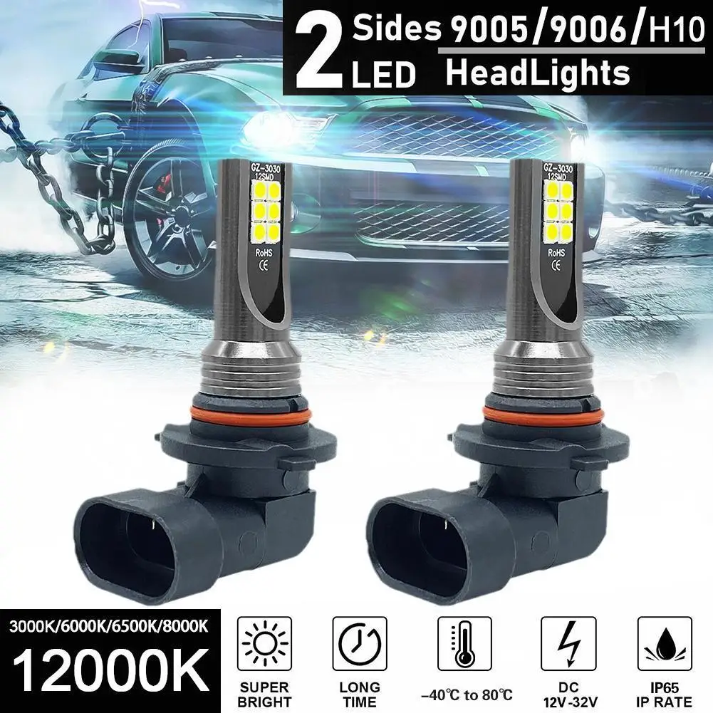 

2 шт. H10 светодиодный Противотуманные фары лампы для фар 6000 лм K Автомобильные противотуманные фары автомобильные фары светодиодный мотоцик...