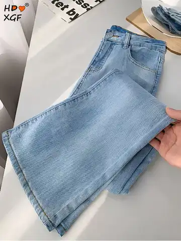 High Waist Straight Jeans Women Spring Vintage Casual Ankle-length Denim Pants Korean Fashion Pantalones Streetwear Baggy Pants