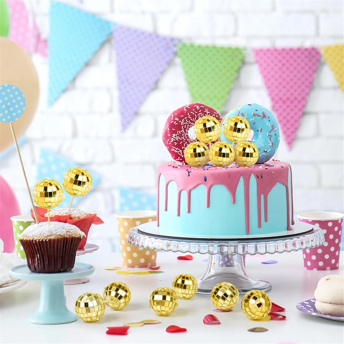 24 шт. диско-шар топперы для кексов выбор светоотражающие зеркальные шары торта