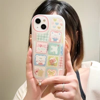 cartoon cute plaid puzzle for apple13phone caseiphone12promaxnew11frosted transparentminicasexs maxanti shockxrwomens78pulssof