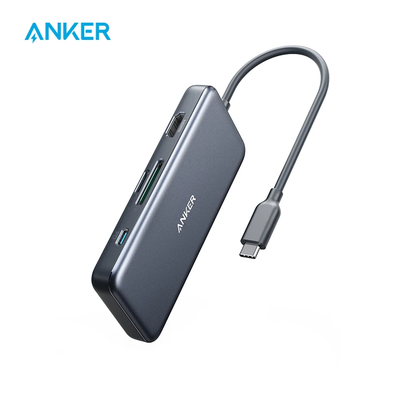 

Anker usb hub 341 USB-C Hub (7-in-1) with 4K HDMI 100W Power Delivery usb c hub and 2 USB-A 5Gbps Data Ports laptop accessories