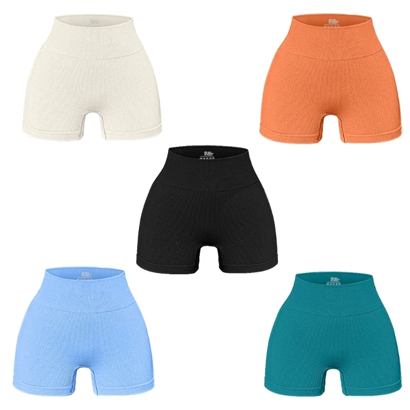 

Шорты для йоги N7YD с завышенной талией, женские ребристые бесшовные спортивные шорты для тренировок с контролем живота, однотонные шорты для спортзала