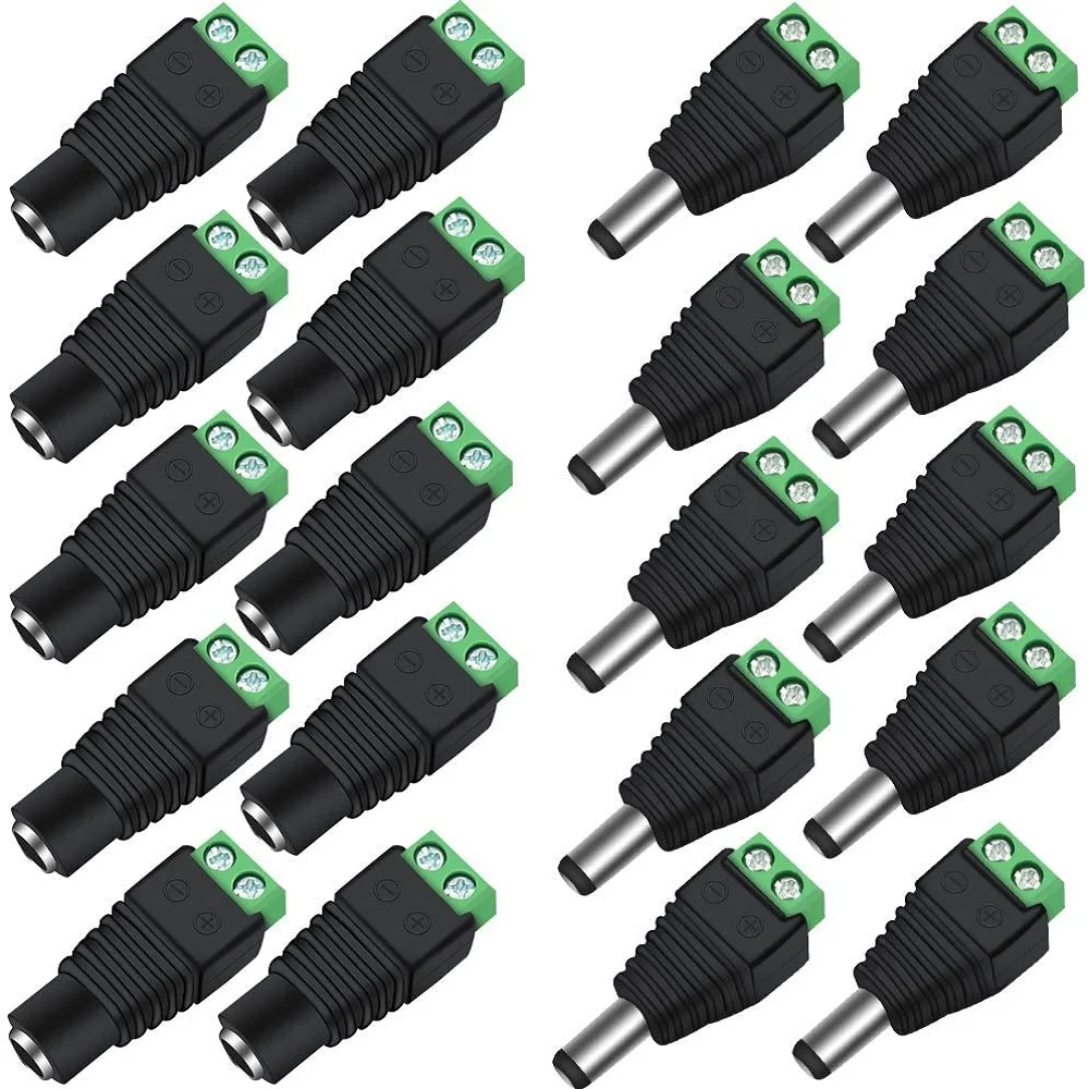 DC Connector 12V 5A Male Female 2.1x5.5mm DC Power Jack Plug Adapter Connector For CCTV Security Camera LED Strip Light