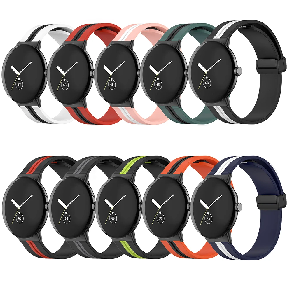 

Sports Watch Wrist Strap Magnetic Buckle Silicone Sports Watch Band Soft Waterproof Replacement for Google Pixel Watch 2022