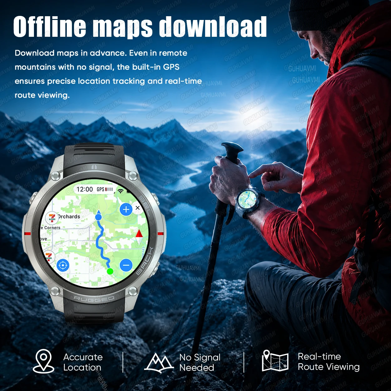 Фото Новые смарт-часы 2026 года для мужчин: GPS, офлайн-карты, AMOLED-экран 1,43 дюйма, барометр, 5ATM, звонки, измерение кислорода в крови, спортивные, прочные №2