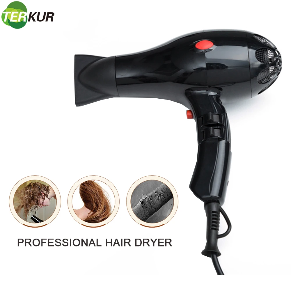 

Compact Professional Hair Dryer 2200W Blower with Concentrator 2 Speed 3 Heat Settings Cool Shut Button Lightweight Straong Wind