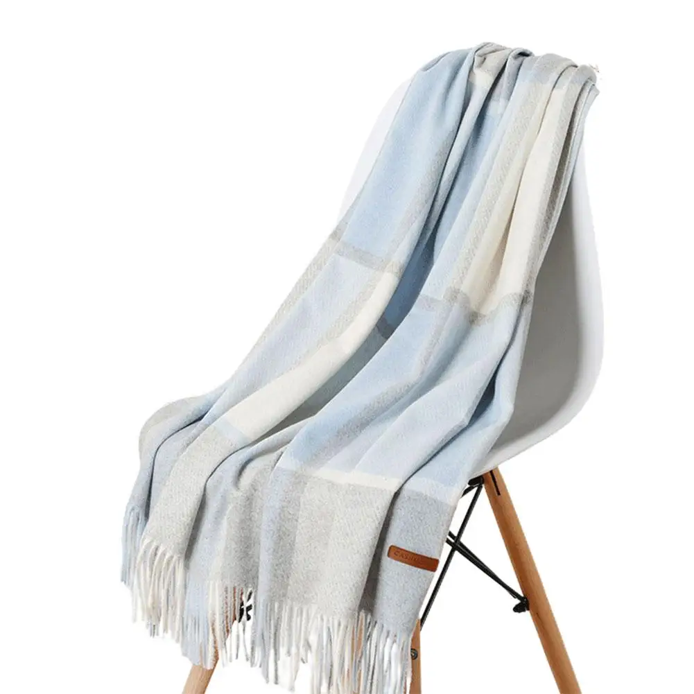 Шерстяной шарф в клетку зимние шарфы-пончо теплый одеяло кашемировые женские