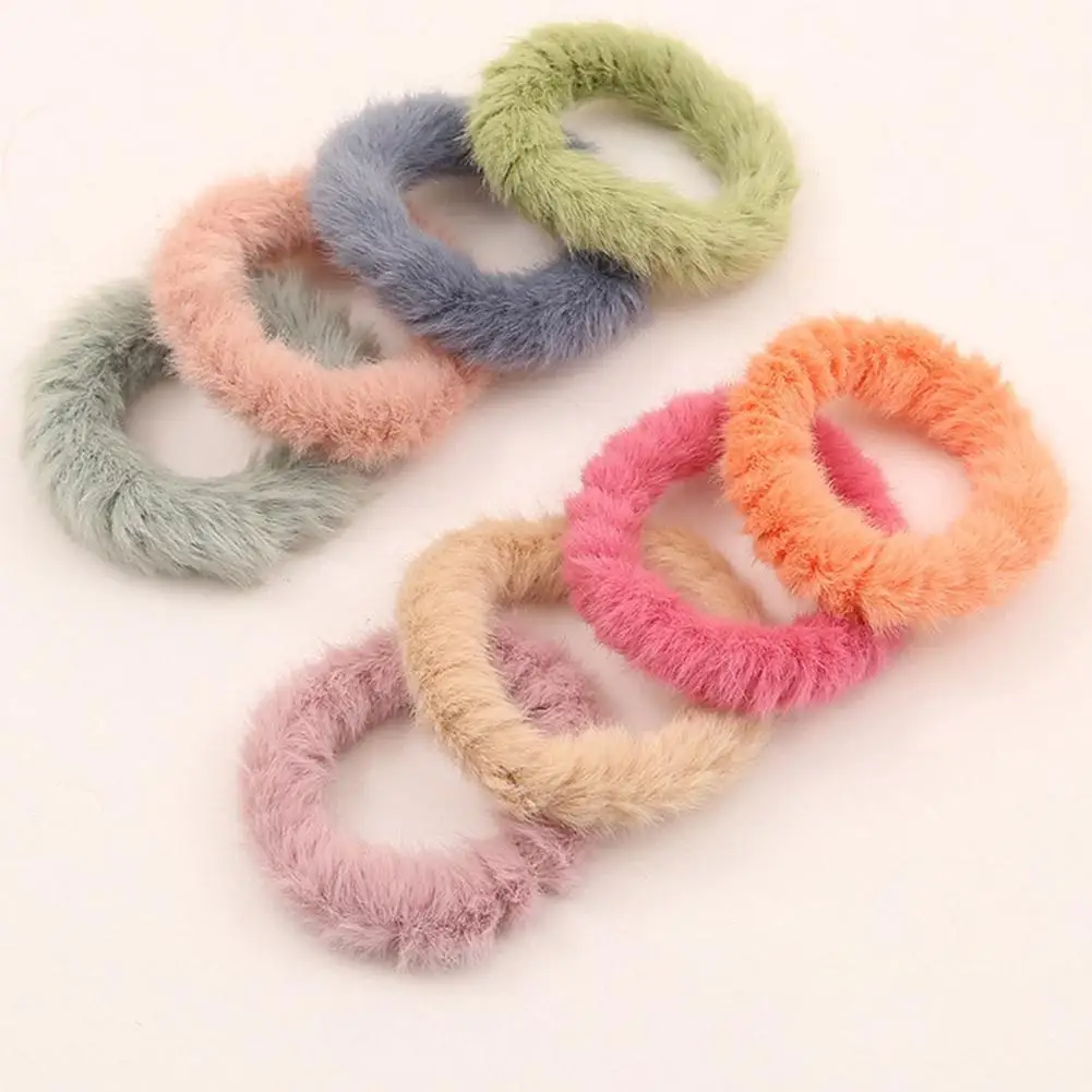 

Мягкие резинки из искусственного меха, элегантный держатель для волос Ponytai, цветная эластичная шпилька для волос, аксессуары для волос