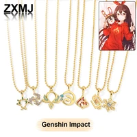 zxmj genshin impact necklace fashion cartoon pendants game peripheral necklaces for women trend genshin pendant neck jewelry