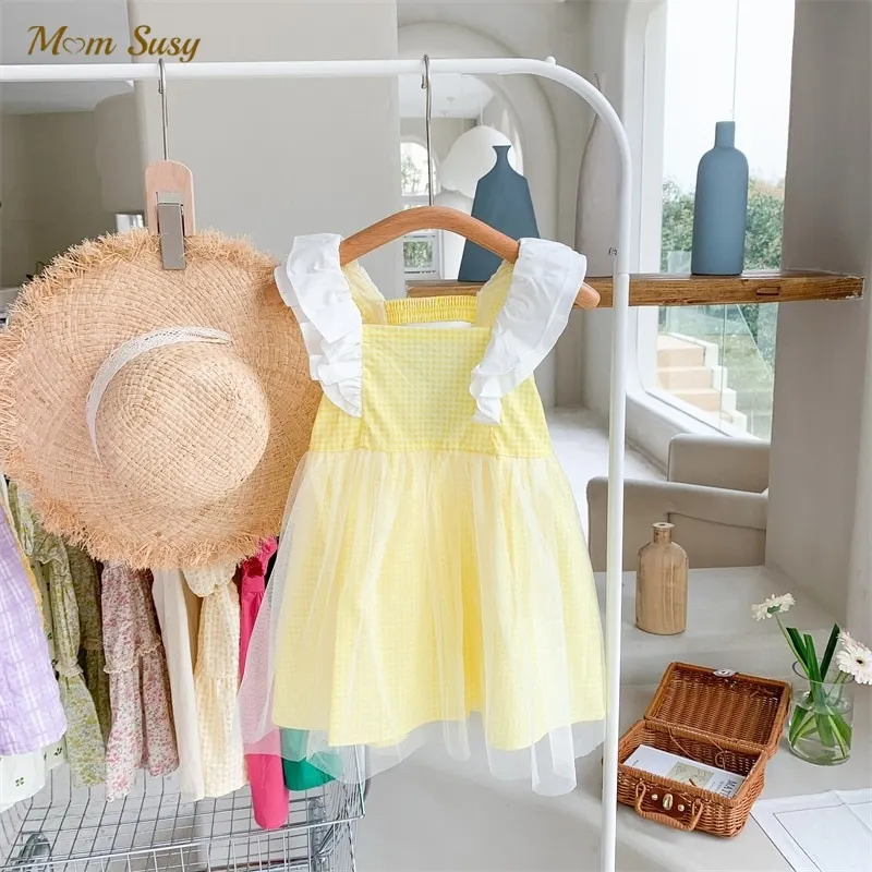 

Платье-пачка принцессы на бретельках для маленьких девочек; Летнее Повседневное платье из тюля с рукавами-крылышками для малышей; Vestido; Одеж...