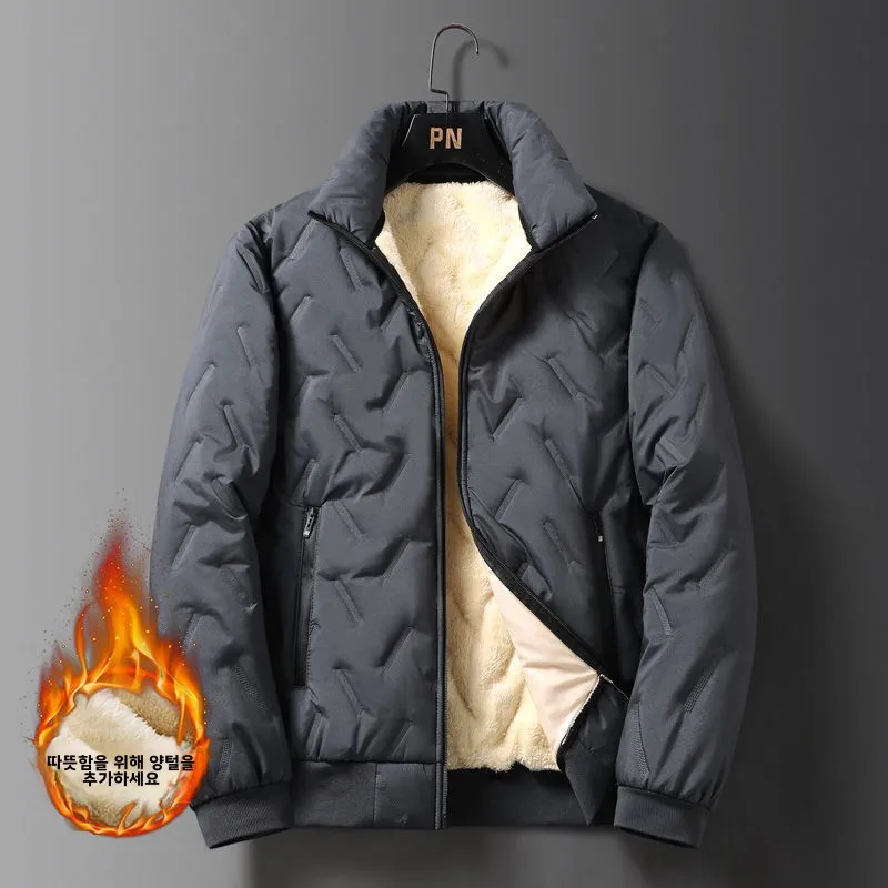 2024 зимнее пальто больших размеров на хлопковой подкладке мужское флисовой с