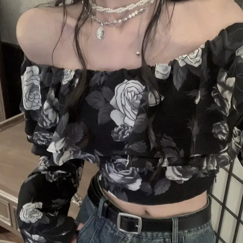 Женская шифоновая блузка с открытыми плечами