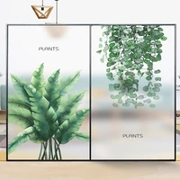 green tropical plant home bathroom living room bedroom glass film anti peep shading opaque electrostatic frosted window film