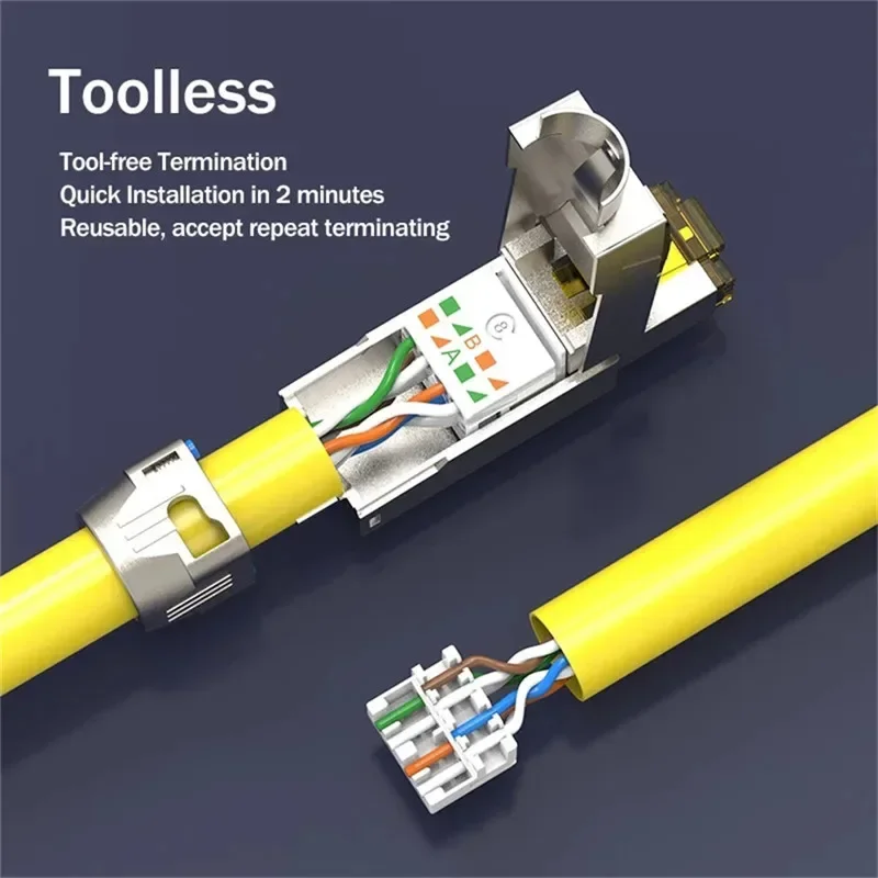 Фото Разъем RJ45 Cat6A, Cat7, Cat8 из цинкового сплава, сетевой модульный коннектор для кабелей Ethernet 22, 23, 24 AWG. №2