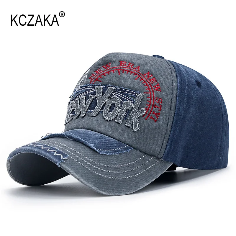 

Mens Washed Cotton Baseball Cap Spring Retro NEW YORK Letter Embroidery Snapback Caps for Women Punk Soft Top Trucker Dad Hats