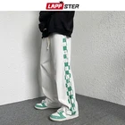 Мужские клетчатые брюки LAPPSTER 2022, мужские мешковатые белые спортивные брюки в стиле Харадзюку, мужские корейские Модные Винтажные комбинезоны