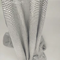white color 2022 fashion glomesh flexible metal sequin mesh fabric for clothing diy jewelry party chainmail dress