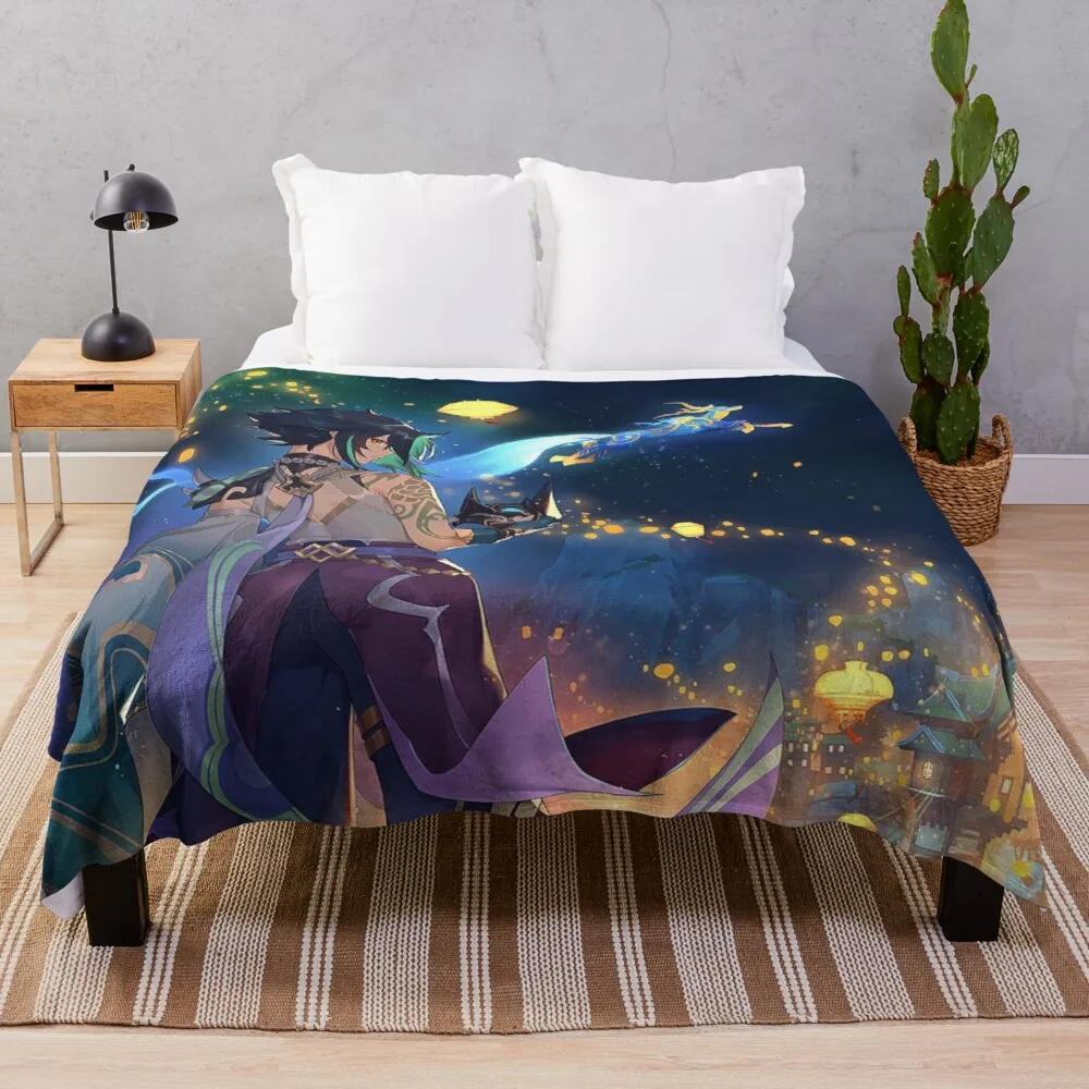 

Одеяло для декоративного дивана Genshin Impact - Xiao in flashlight Festival