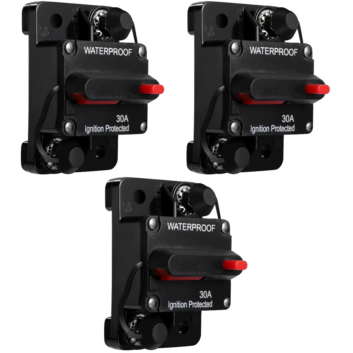 

3 Pack Auto Circuit Breaker Automobile Power 30A Manual Reset Marine Audio Inline