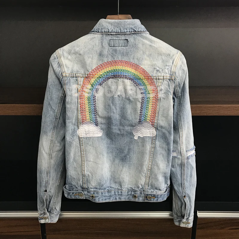 

Cowboy Design Dsquared2 Authentic D2 Denim Jackets ICON Hip Hop Coat DSQUARED2 Top Quality Biker jean Jacket for Men Outerwear