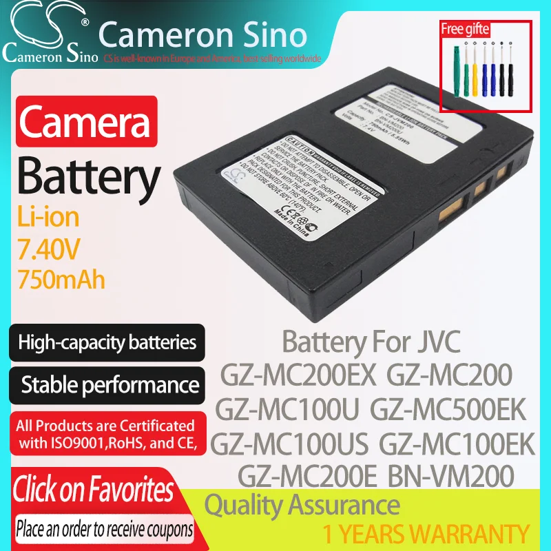 CameronSino Аккумулятор для JVC GZ-MC200EX GZ-MC200 GZ-MC100U GZ-MC500EK GZ-MC100US GZ-MC100EK для JVC BN-VM200 Аккумулятор для камеры CameronSino Аккумулятор для JVC GZ-MC200EX GZ-MC200 GZ-MC100U GZ-MC500EK GZ-MC100US GZ-MC100EK для JVC BN-VM200 Аккумулятор для камеры