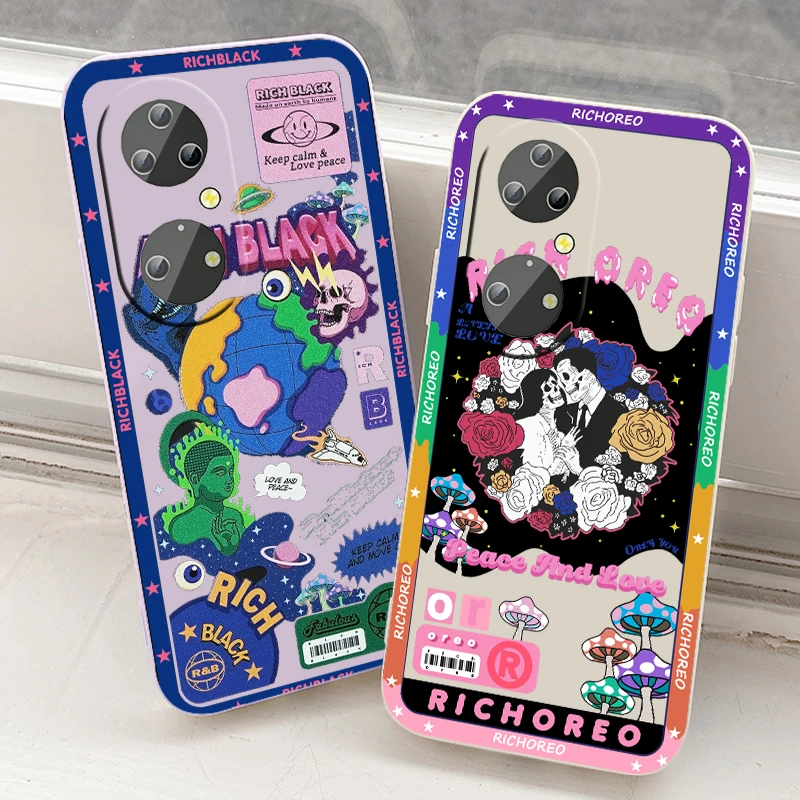 

Luxury Art Trend Poster Phone Case For Huawei P50 P40 P30 P20 Pro Lite E Y9S Y9A Y9 Y6 Nova Y70 5T 9 5G Liquid Rope