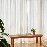 curtain 1 panel 270cm linen stripe sheer window curtains for living room farmhouse rustic soft window treatment for bedroom 1pc
