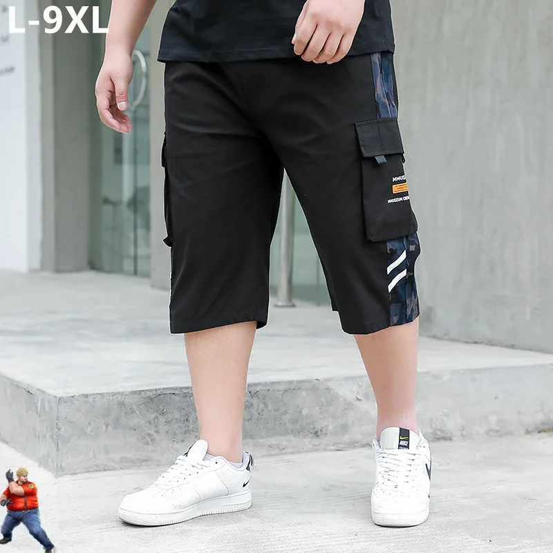 

Cropped Trousers Mens Summer Shorts Black Plus Size 9XL 95% Cotton 8XL Stretched Safari Sweat Sport 7XL Cargo Casual Clothing