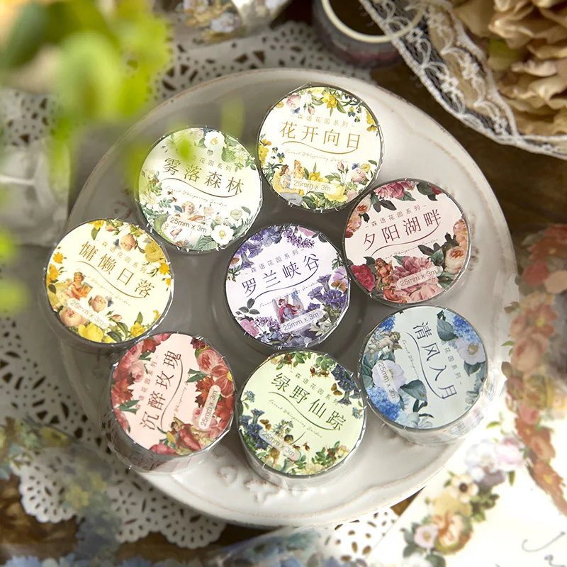

25mm*3m PET Flower Series Tape DIY Junk Journal Masking Tape Collage Scrapbooking Stickers Aesthetic Stationery Planner Stickers