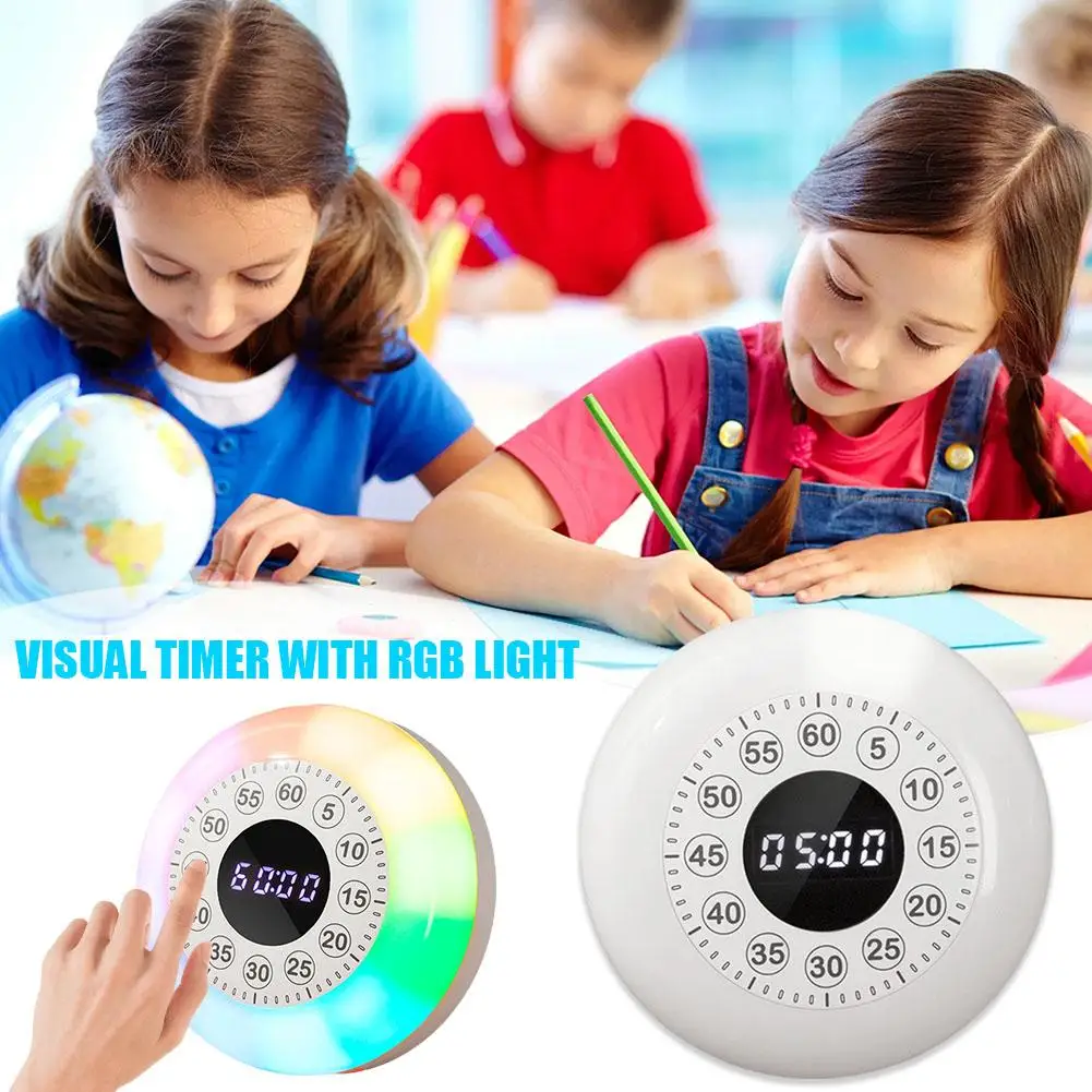 

Визуальный таймер с RGB-подсветкой, детская красочная атмосфера, украшение для игр, таймер для комнаты, ночной спальни, лампочка для зарядки A4O5