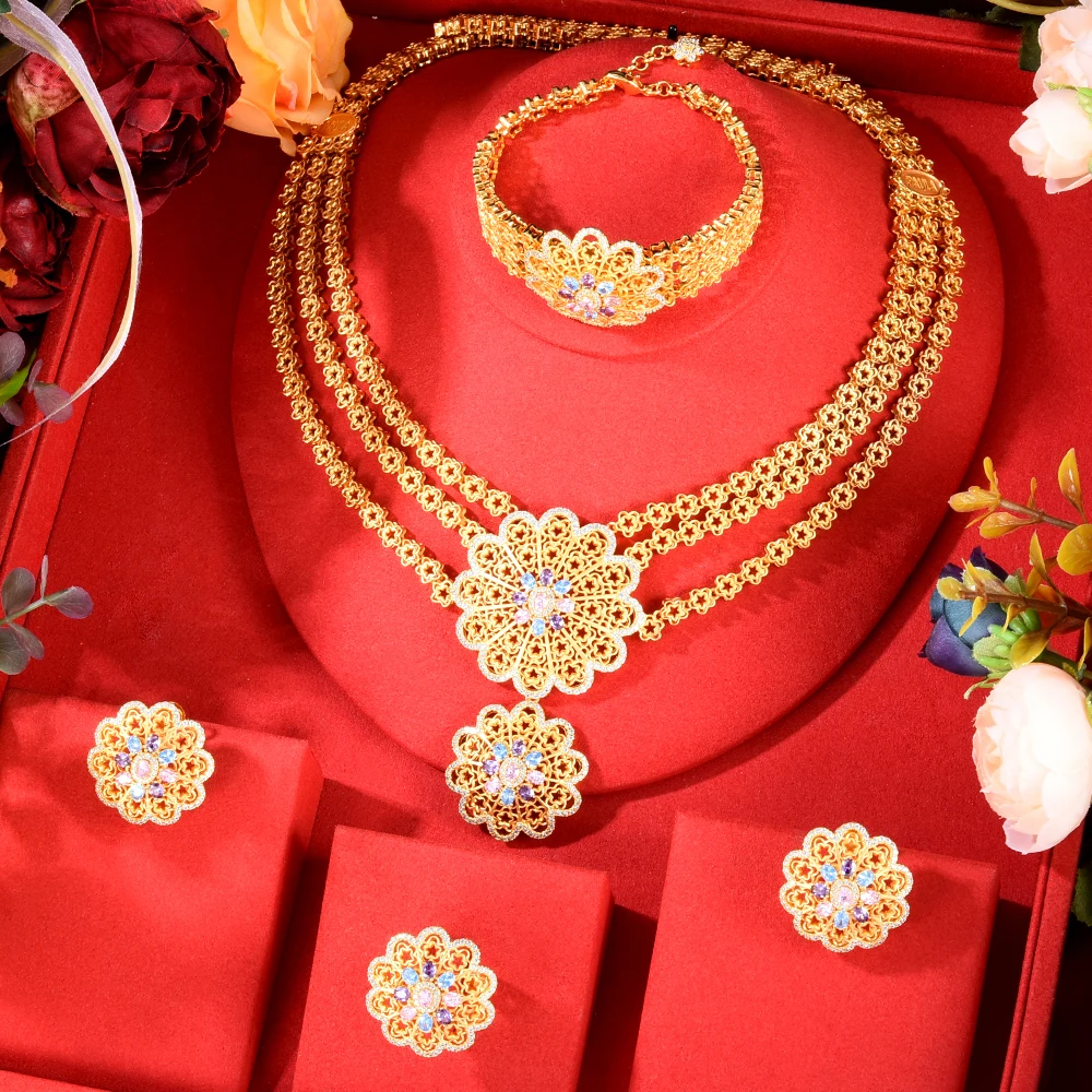 Набор свадебных серег GODKI колье и серьги в африканском стиле золотого цвета Дубая